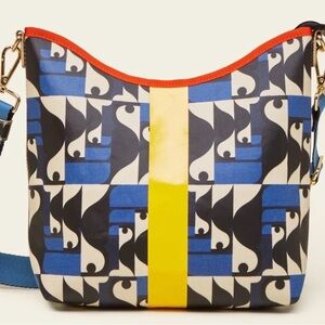 Orla Kiely Blue and Yellow Graphic Shoulder Bag crossbody